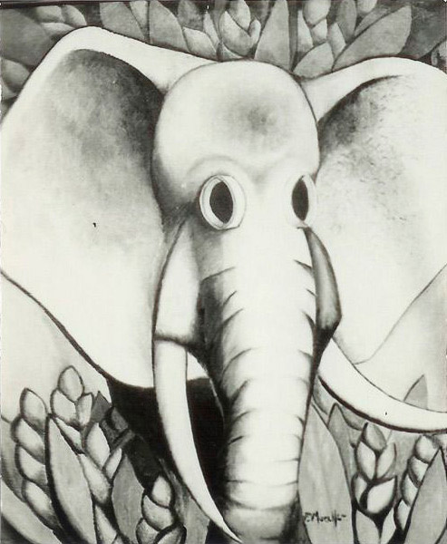 L'éléphant, huile sur toile, 1970