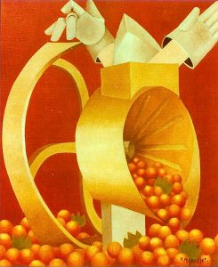 Le hachoir, huile sur toile, 46x55, 1976