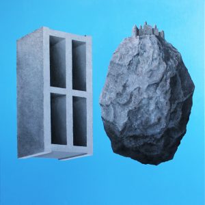 Magritte et moi, acrylique sur toile, 100x100, septembre 2017