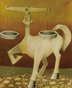 le cheval balance, huile sur toile, 54x65, 1976